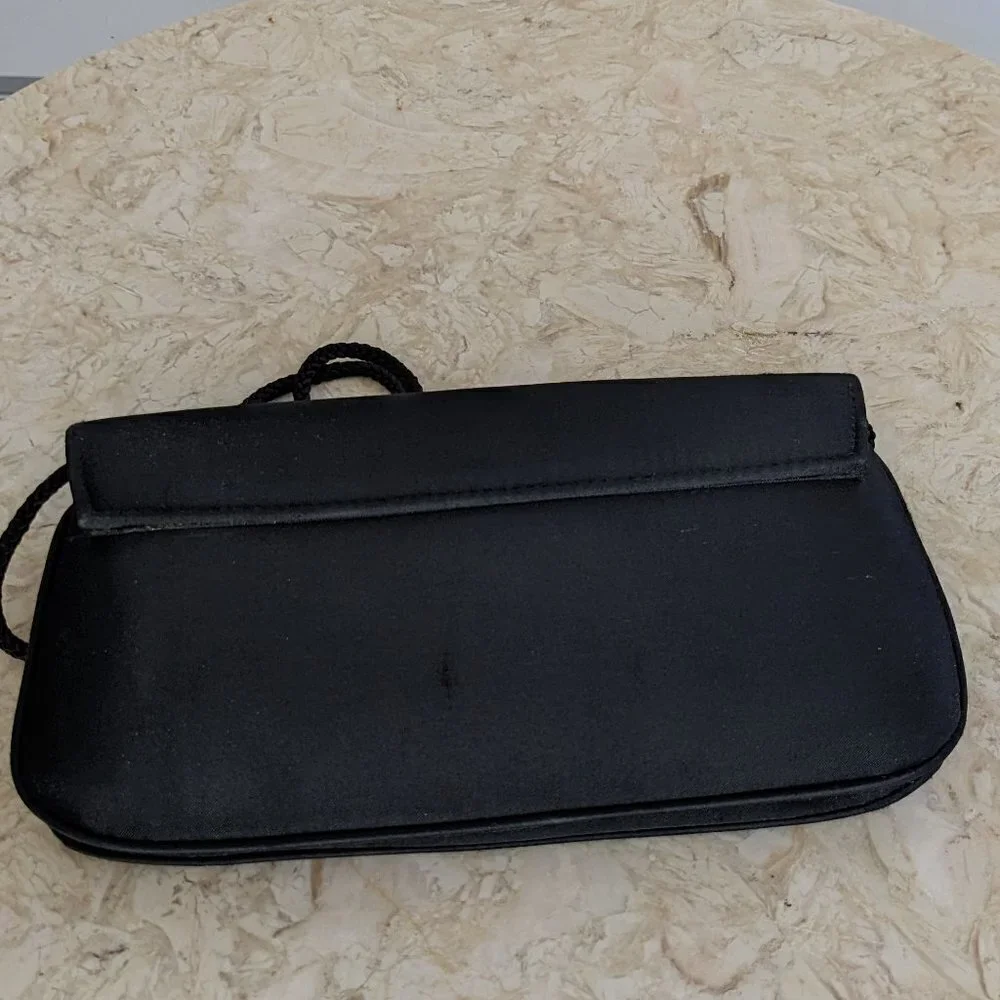 Evening Bag, Small Black Bag with Multi Colored Rhinestones